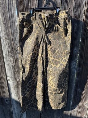 Leopard Print Wide Leg Pants - Brown/Black